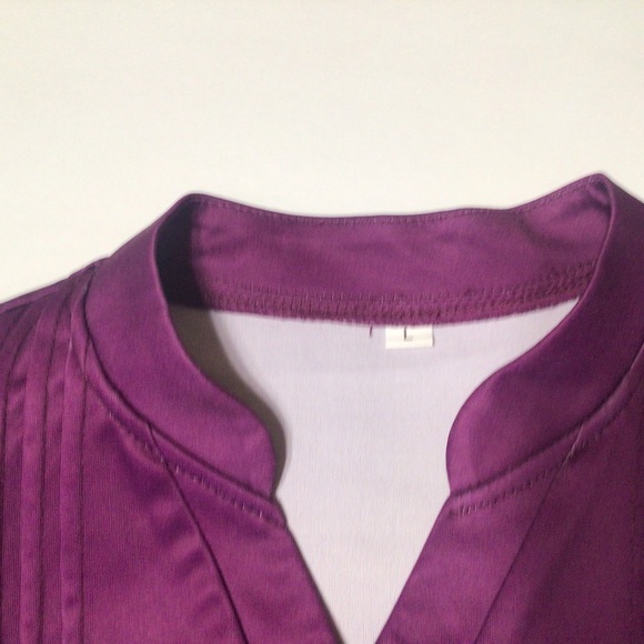 Zulily Large Purple Button Down Tunic with White Flower Trim - Picture 7 of 9